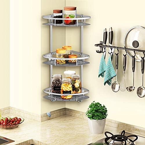 (Free Home Delivery) 3-Tier Aluminium Corner Bathroom Shelf
