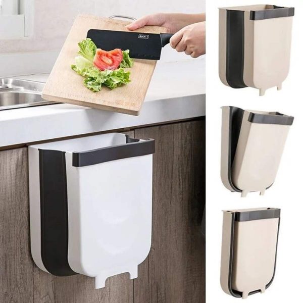 Kitchen Cupboard Back Hanging Trash Can Collapsible Garbage Waste Bin for Kitchen Cabinet Door