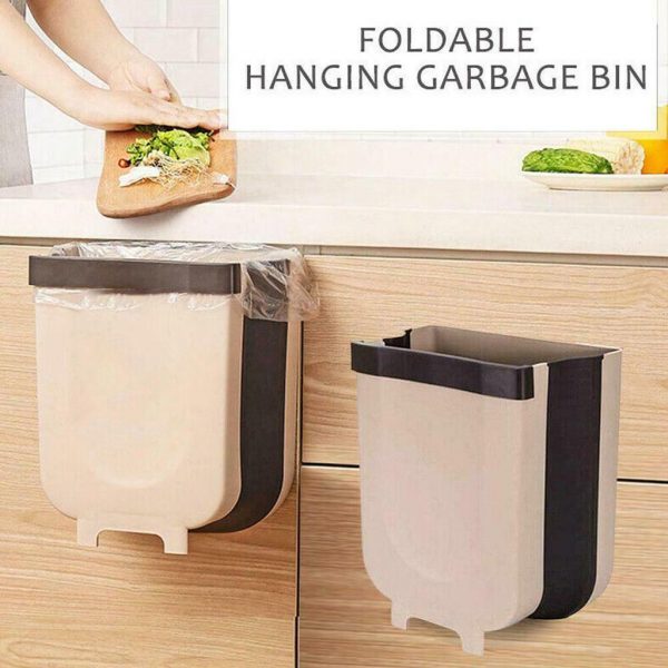 Kitchen Cupboard Back Hanging Trash Can Collapsible Garbage Waste Bin for Kitchen Cabinet Door