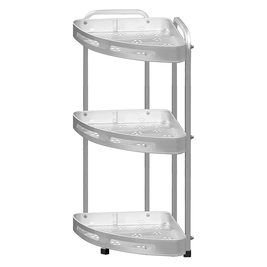 (Free Home Delivery) 3-Tier Aluminium Corner Bathroom Shelf