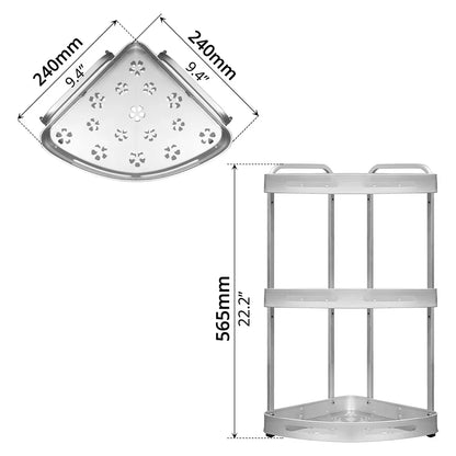 (Free Home Delivery) 3-Tier Aluminium Corner Bathroom Shelf