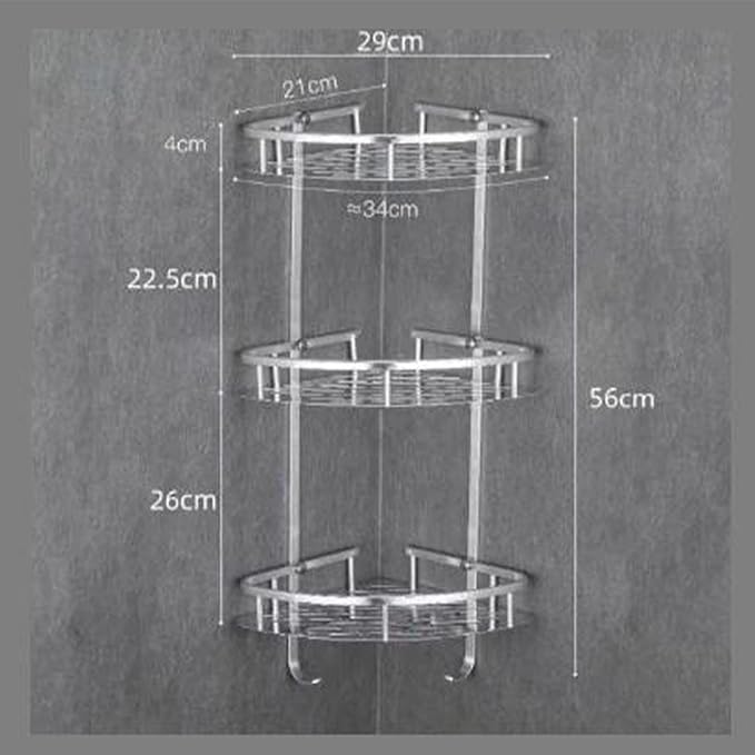 (Free Home Delivery) 3-Tier Aluminium Corner Bathroom Shelf