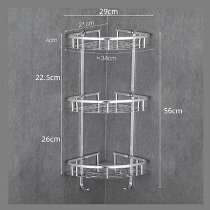 (Free Home Delivery) 3-Tier Aluminium Corner Bathroom Shelf