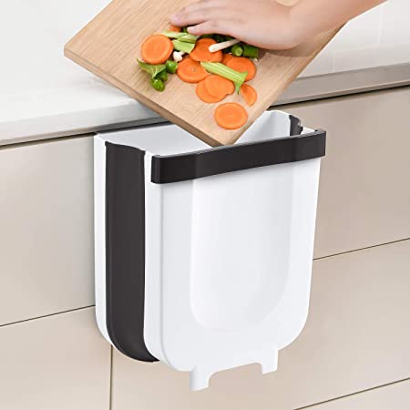 Kitchen Cupboard Back Hanging Trash Can Collapsible Garbage Waste Bin for Kitchen Cabinet Door