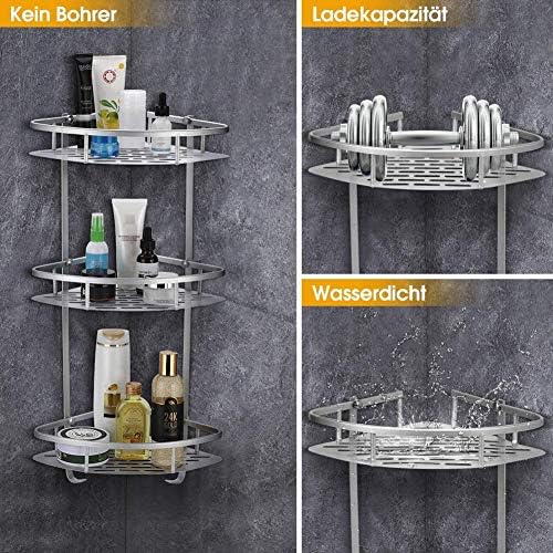 (Free Home Delivery) 3-Tier Aluminium Corner Bathroom Shelf