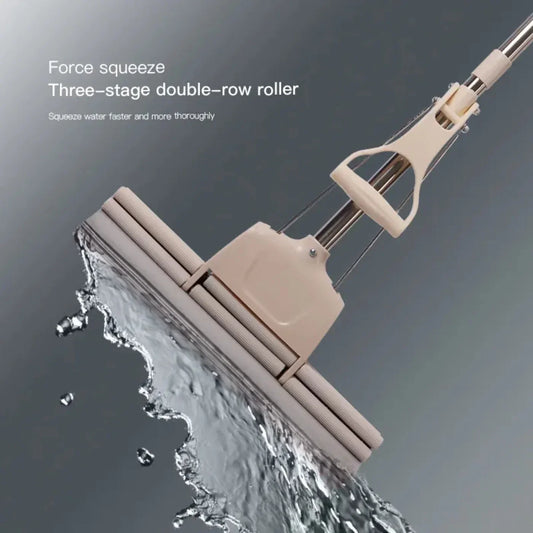 Magic PVA Sponge Mop - Adjustable Squeeze Water Floor Cleaning Mop with Telescopic Handle