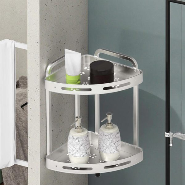 (Free Home Delivery) 2-Tier Aluminum Corner Shower Shelf